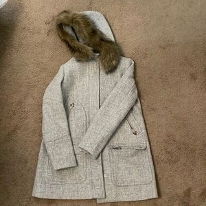 J. Crew Grey parka wool hooded coat